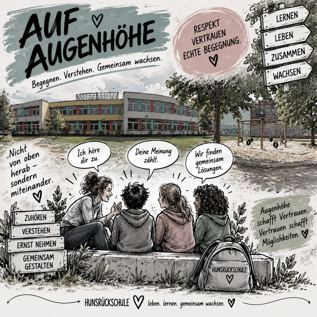 Illustrationsbild zum Schlagwort Gesehen werden, mehrere Kinder tauschen sich mit einer erwachsenen Person aus