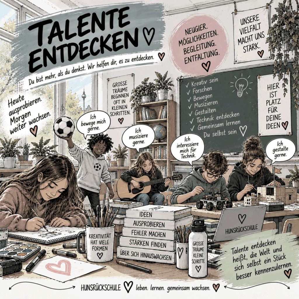 Illustrationsbild zum Schlagwort Gesehen werden, mehrere Kinder arbeiten in einem Klassenraum an ganz unterschiedlichen Dingen